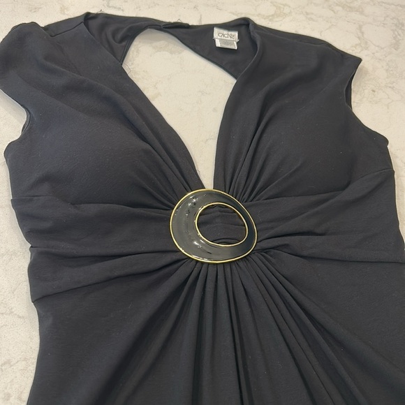 Cache Vintage Y2K Black Mini Stretch Dress with Ring Accent Women’s Large - Picture 14 of 15